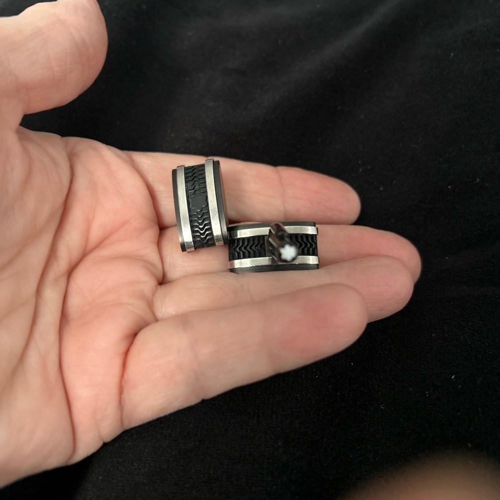 MontBlanc  Black and Silver stainless steel cuff links